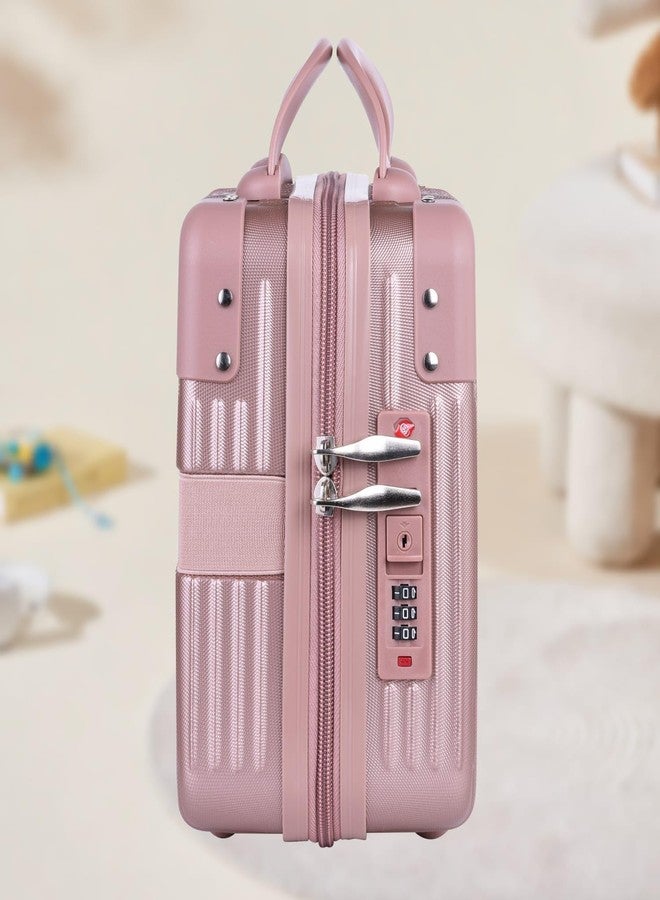 Kuruji Portable Hard Shell Cosmetic Travel Case, Small Travel Hand Luggage with Elastic Band, Mini ABS Carrying Makeup Case Suitcase (Makeup Suitcase - Pink) - Image 2