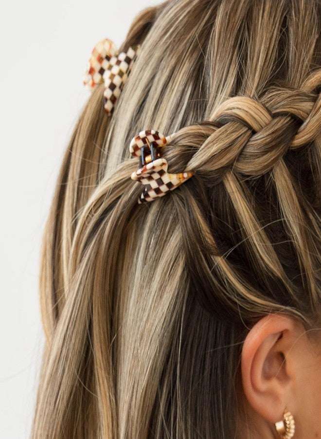 France Luxe French Hair Clip for Thin or Short Hair, Mini Couture Claw Clip for Women, Strong No Slip Hold, Gentle Grip, Lightweight, Checkered Ivory Tortoise | France Luxe - Image 2