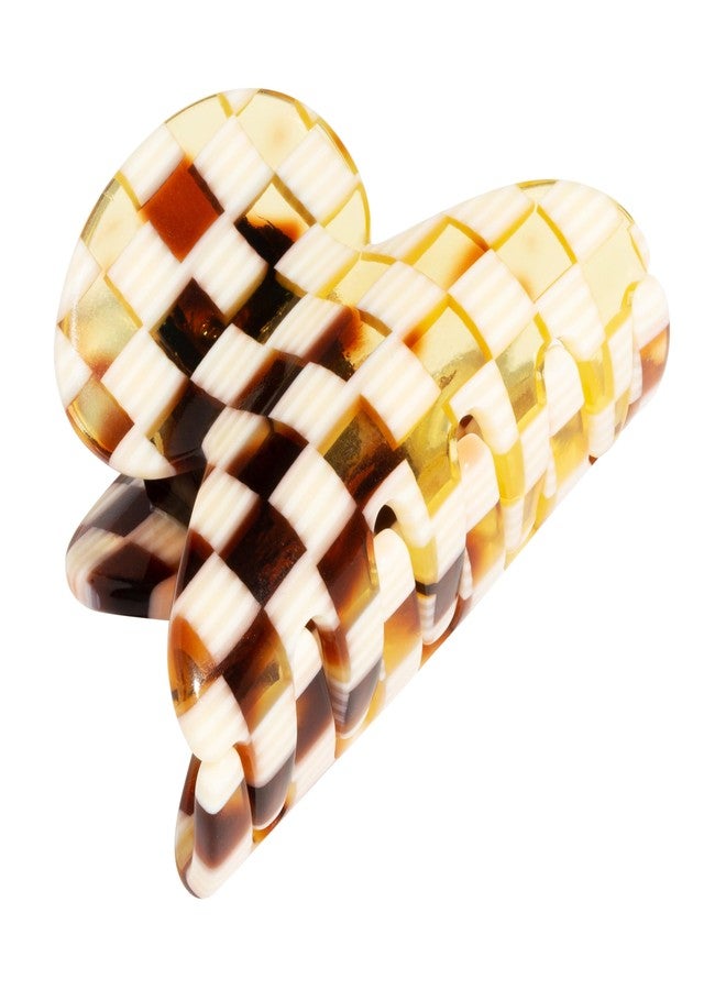 France Luxe French Hair Clip for Thin or Short Hair, Mini Couture Claw Clip for Women, Strong No Slip Hold, Gentle Grip, Lightweight, Checkered Ivory Tortoise | France Luxe - Image 1