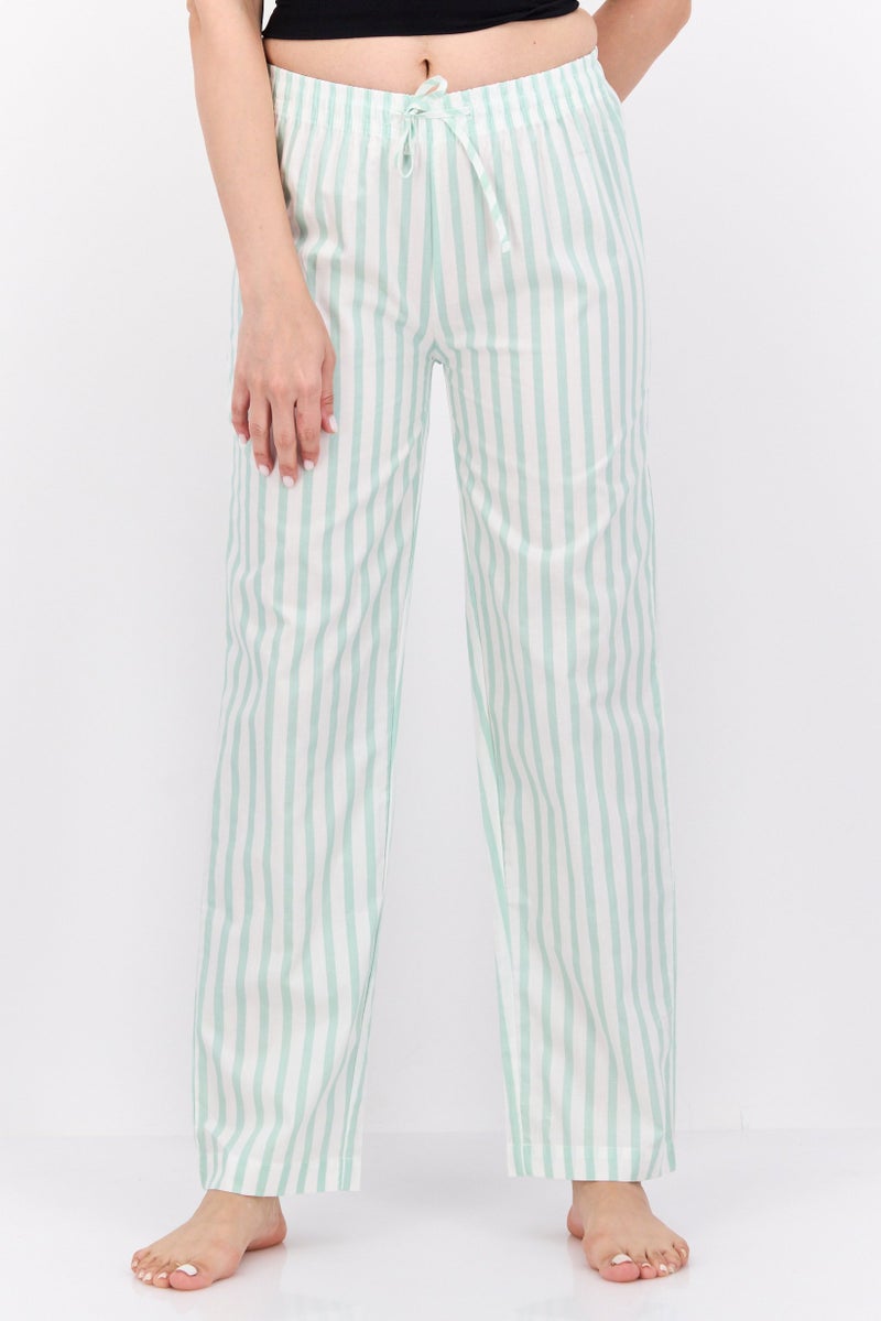 XOXO Women Stripe Drawstring Pajama Pants, Baby Green - Image 1