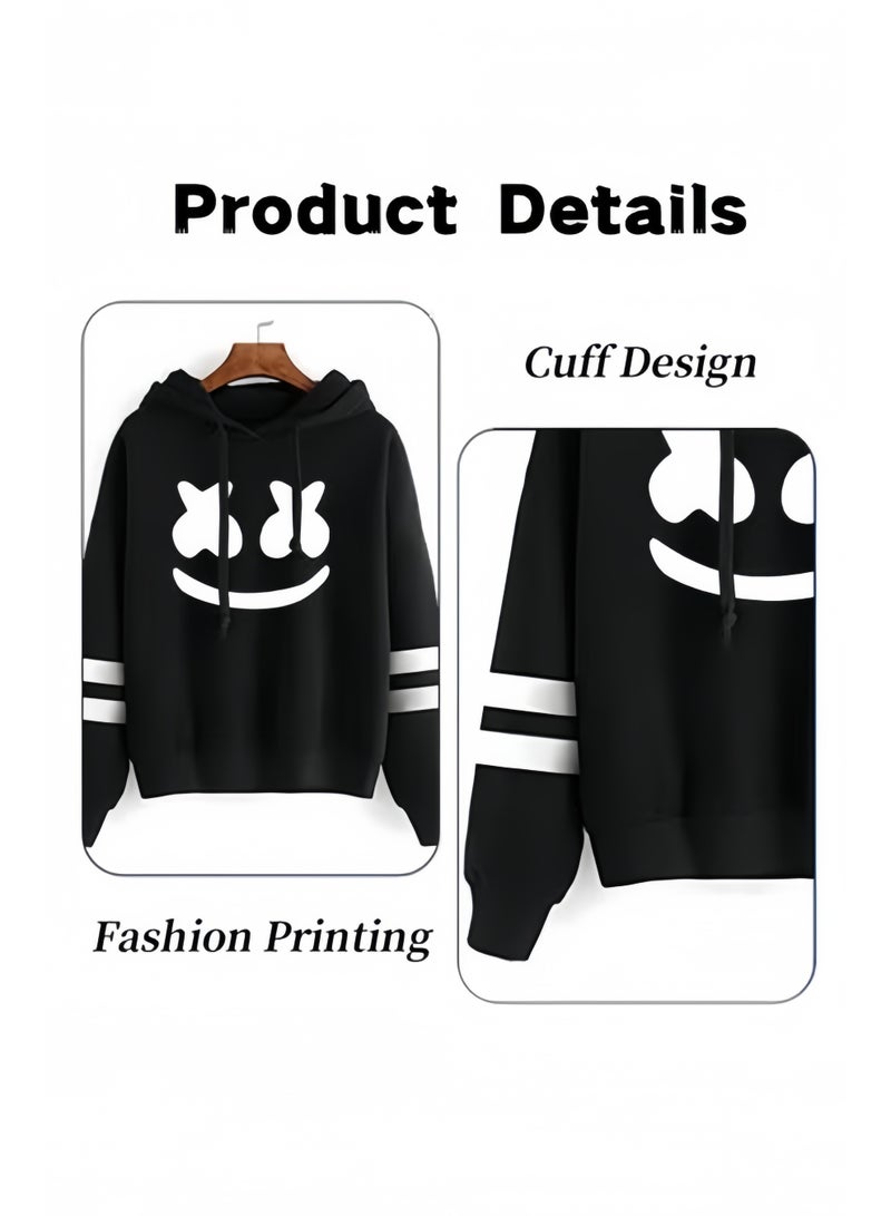 هالامودو هوديات بأكمام طويلة مطبوعة للجنسين بلوزات بأكمام طويلة مطبوعة بلوزات كاجوال بلوزات رياضية ناعمة أزياء شبابية بأربطة للارتداء اليومي ﻿ - Image 3