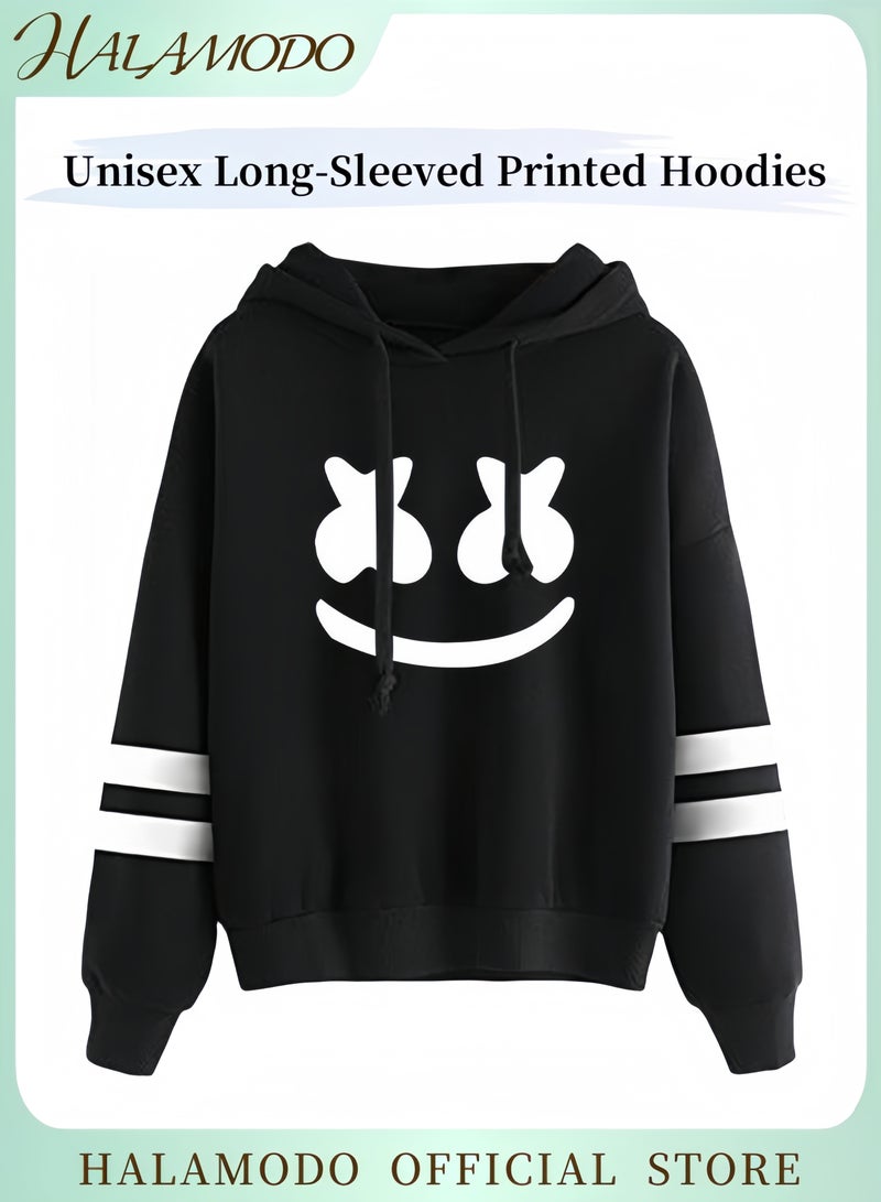 HALAMODO Unisex Hoodies Long-Sleeved Printed Tops Casual Sweatshirts Soft Sportswear Fashion Youth Pullovers with Drawstrings for Daily Wear ﻿ - Image 1