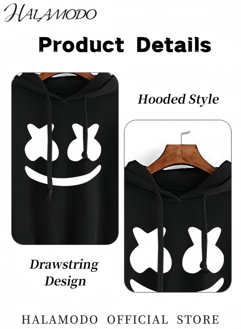 HALAMODO Unisex Hoodies Long-Sleeved Printed Tops Casual Sweatshirts Soft Sportswear Fashion Youth Pullovers with Drawstrings for Daily Wear ﻿ - Image 4