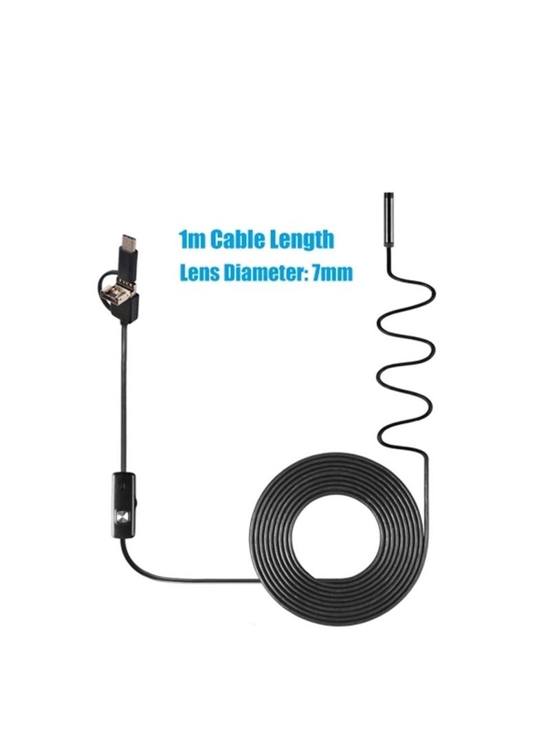 Waterproof Micro USB Endoscope Inspection Camera With Built In LED Light Black