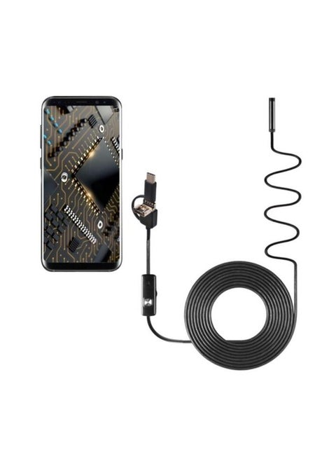 Waterproof Micro USB Endoscope Inspection Camera With Built In LED Light Black