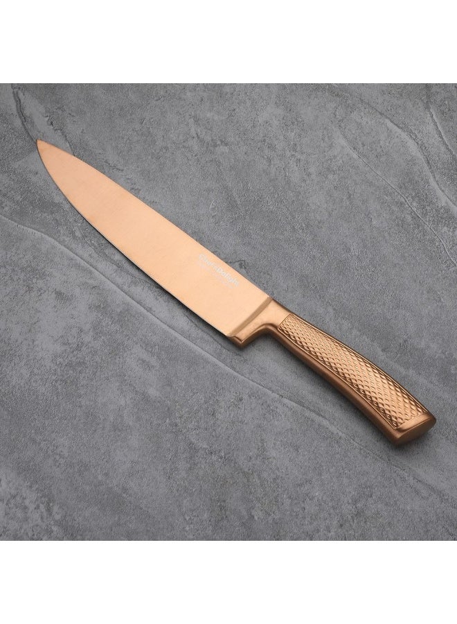 Danube Home Chef'S Delight Bistro Chef Knife 8 Inch Premium Copper Finish Sharp Stainless Steel Blade Ergonomic Handle Ideal For Precision Chopping And Slicing