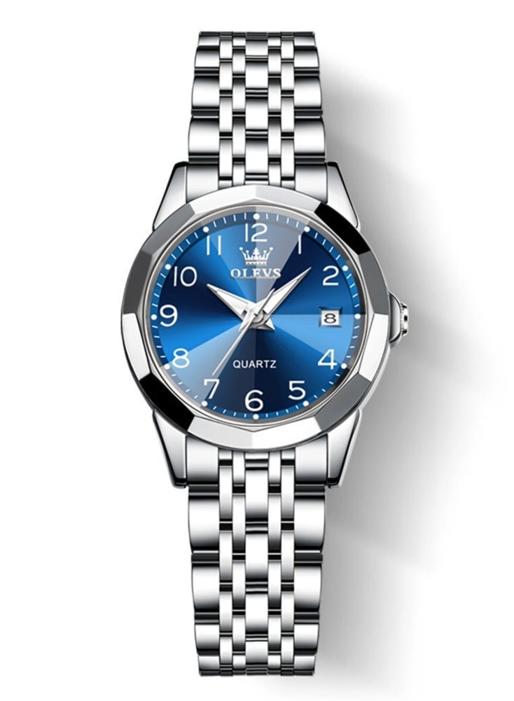 أوليفز ساعة كوارتز نسائية بمرآة ماسية الشكل، مينا بأرقام، مصنوعة من الفولاذ المقاوم للصدأ، مقاومة للماء، أنيقة وفاخرة، ساعة يد أصلية. - Image 3