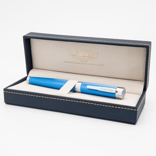Conklin Herringbone Signature Rollerball Pen Blue with Chrome Trim Elegant Engraved Design Smooth Writing Experience Refillable for LongLasting Use Ideal Gift for Professionals - Image 3