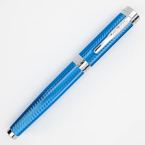 Conklin Herringbone Signature Rollerball Pen Blue with Chrome Trim Elegant Engraved Design Smooth Writing Experience Refillable for LongLasting Use Ideal Gift for Professionals - Image 1