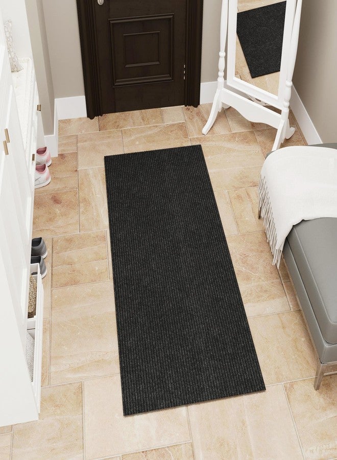 Ottomanson 2' x 5' Hallway Runner with Scraper Pile Extra Durable Non-Slip Rug Mat for Indoor & Outdoor Use - Ideal for Kitchen, Entryway, Patio & Garage - High-Traffic Carpet, Black - Image 1