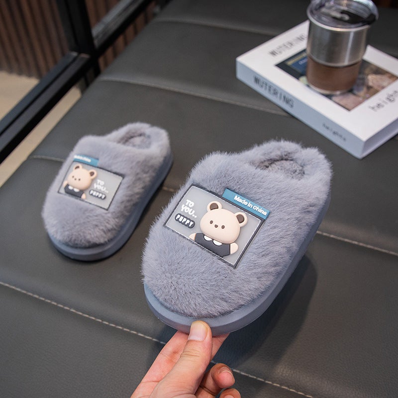 Children'S Cotton Slippers Boys Indoor Home Boy Cartoon Baby Warm Non-Slip Soft Bottom Slippers Girls - Image 2