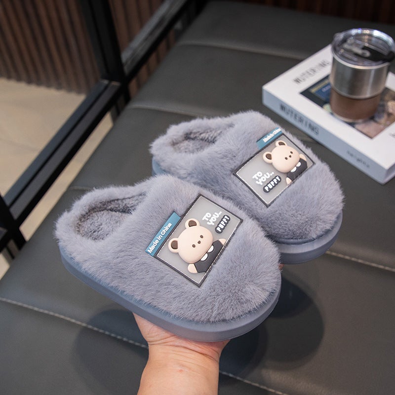 Children'S Cotton Slippers Boys Indoor Home Boy Cartoon Baby Warm Non-Slip Soft Bottom Slippers Girls - Image 4