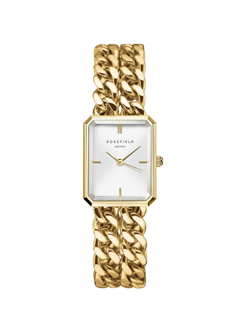 RoseField Rosefield Octagon XS Double Chain Studio Edition White Gold Women Watch - SWGSG-O76  - Image 1