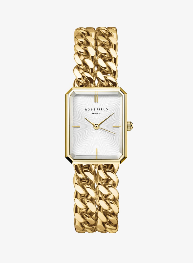 Rosefield Octagon XS Double Chain Studio Edition White Gold Women Watch - SWGSG-O76 - Image 1