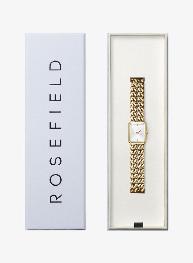 Rosefield Octagon XS Double Chain Studio Edition White Gold Women Watch - SWGSG-O76 - Image 4