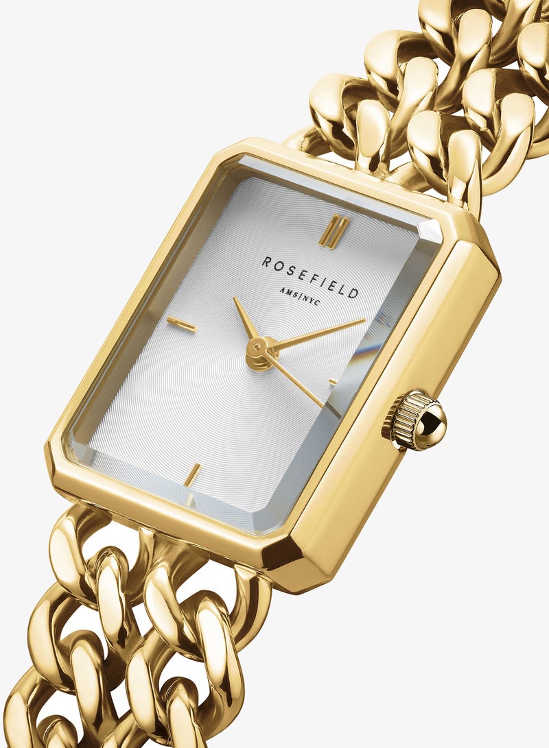 Rosefield Octagon XS Double Chain Studio Edition White Gold Women Watch - SWGSG-O76 - Image 2