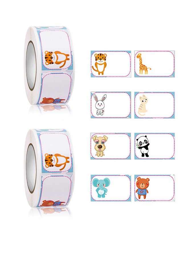 Depend 2 Roll 700 PCS Name Tag Stickers Animal Roll Adhesive Labels Name Badge Personalized Border Stick on Kids Clothes Desk Box Mailing Teachers Nursery Office School Home Supplies - Image 1