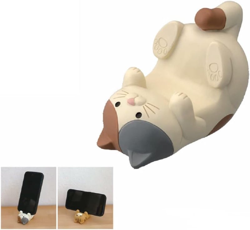 Khazna Kitten Phone Holder, Cute Cell Phone Stand, Universal Smartphone & Tablet Holder, Multifunctional Desk Organizer, Modern Neutral Color Style - Image 1