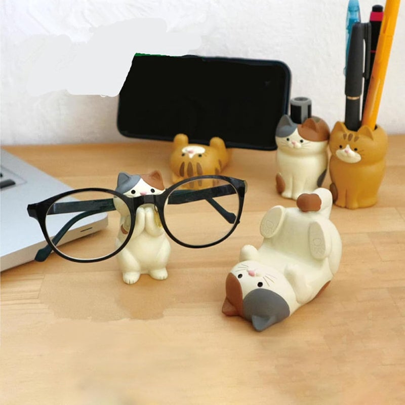 Khazna Kitten Phone Holder, Cute Cell Phone Stand, Universal Smartphone & Tablet Holder, Multifunctional Desk Organizer, Modern Neutral Color Style - Image 2