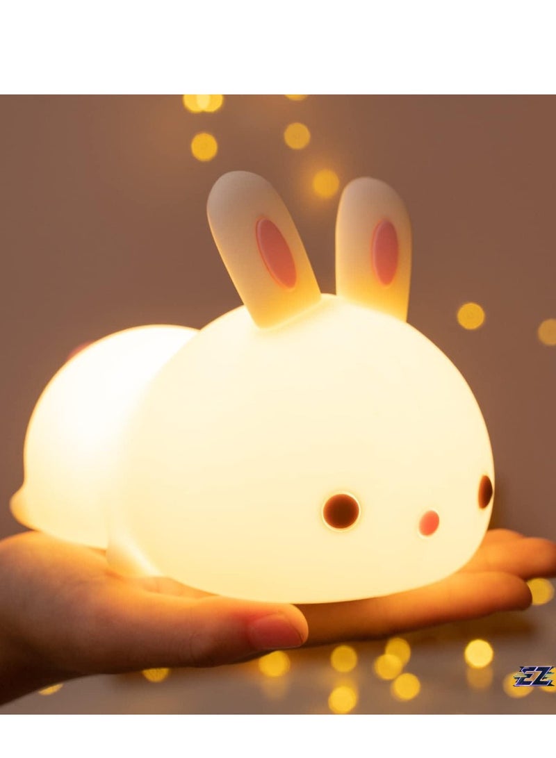 ELTRAZONE Cute Bunny Kids Night Light – Soft LED Nursery Lamp, Touch Control, Dimmable, USB Rechargeable, Safe Silicone Material, Perfect for Bedtime, Sleep Aid for Babies  Toddlers - Image 1