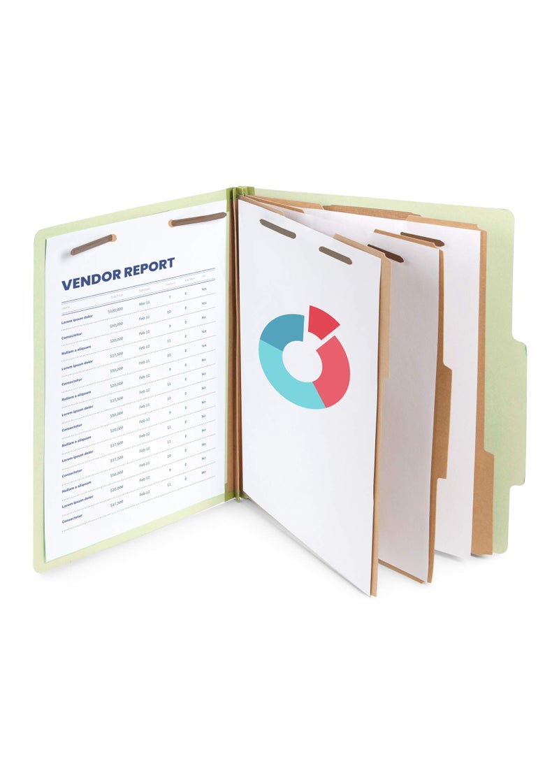Blue Summit Supplies Blue Summit Supplies Green/Gray Classification Folders, Letter Size, 3 Dividers, with 2 Inch Tyvek Expansions, Classification Folders, 10 Pack  - Image 3