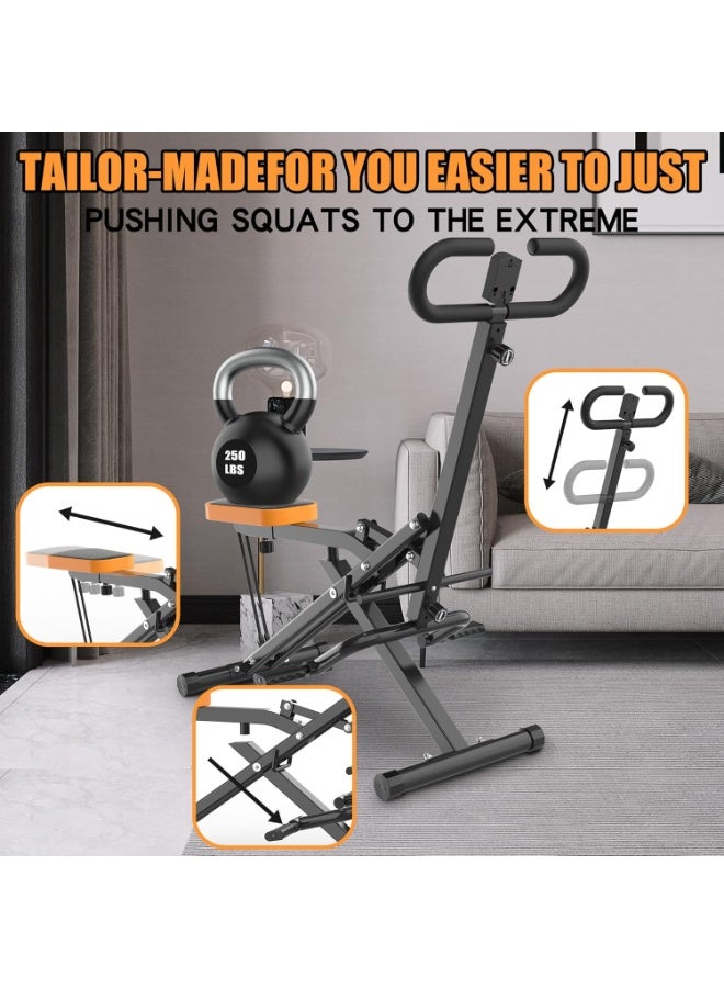 جهاز تمارين السكوات القابل للطي للمنزل، معدات تمارين شاملة مع أحزمة مقاومة قابلة للتعديل لتمرين الأرداف والفخذين والبطن والظهر، تصميم مدمج مع شاشة رقمية لمتابعة التقدم، سهل الاستخدام، يتضمن عصابة رأس لامتصاص العرق - Image 3