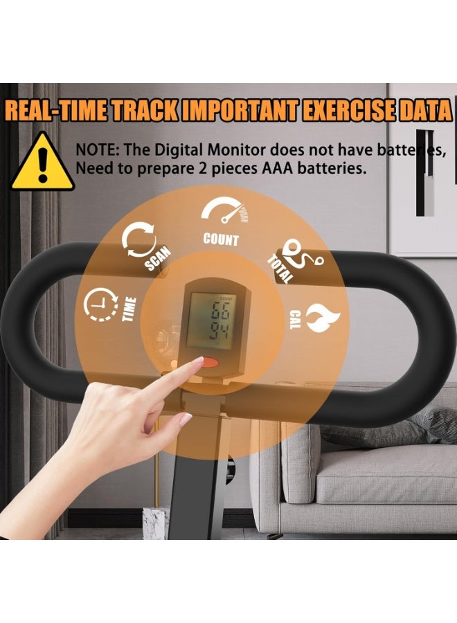 جهاز تمارين السكوات القابل للطي للمنزل، معدات تمارين شاملة مع أحزمة مقاومة قابلة للتعديل لتمرين الأرداف والفخذين والبطن والظهر، تصميم مدمج مع شاشة رقمية لمتابعة التقدم، سهل الاستخدام، يتضمن عصابة رأس لامتصاص العرق - Image 4