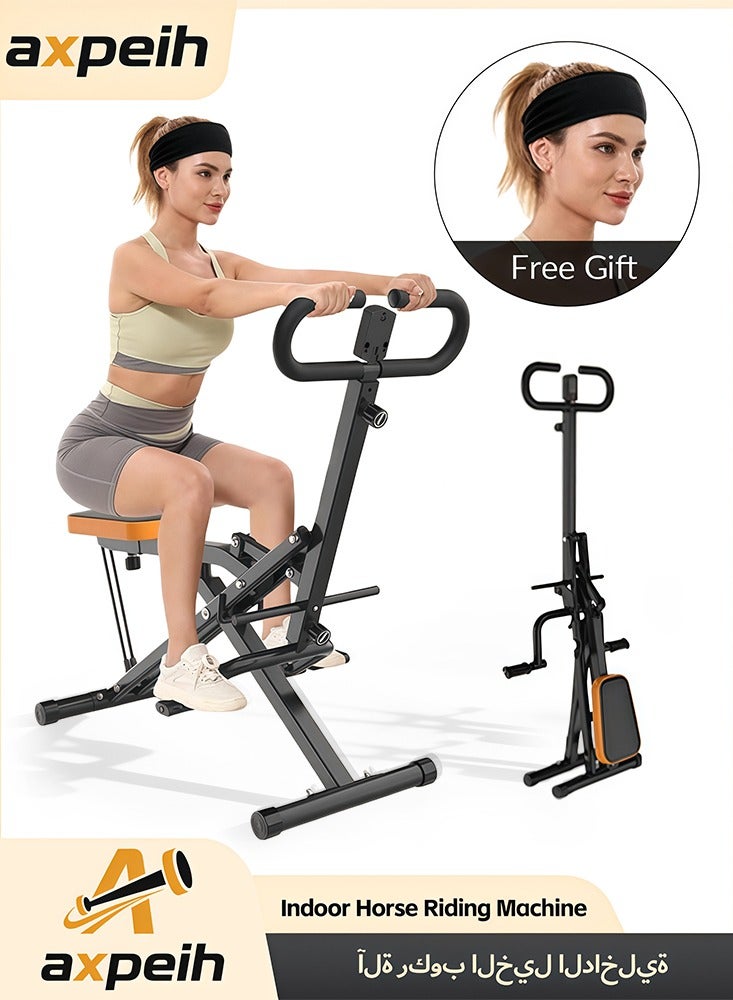 جهاز تمارين السكوات القابل للطي للمنزل، معدات تمارين شاملة مع أحزمة مقاومة قابلة للتعديل لتمرين الأرداف والفخذين والبطن والظهر، تصميم مدمج مع شاشة رقمية لمتابعة التقدم، سهل الاستخدام، يتضمن عصابة رأس لامتصاص العرق - Image 1