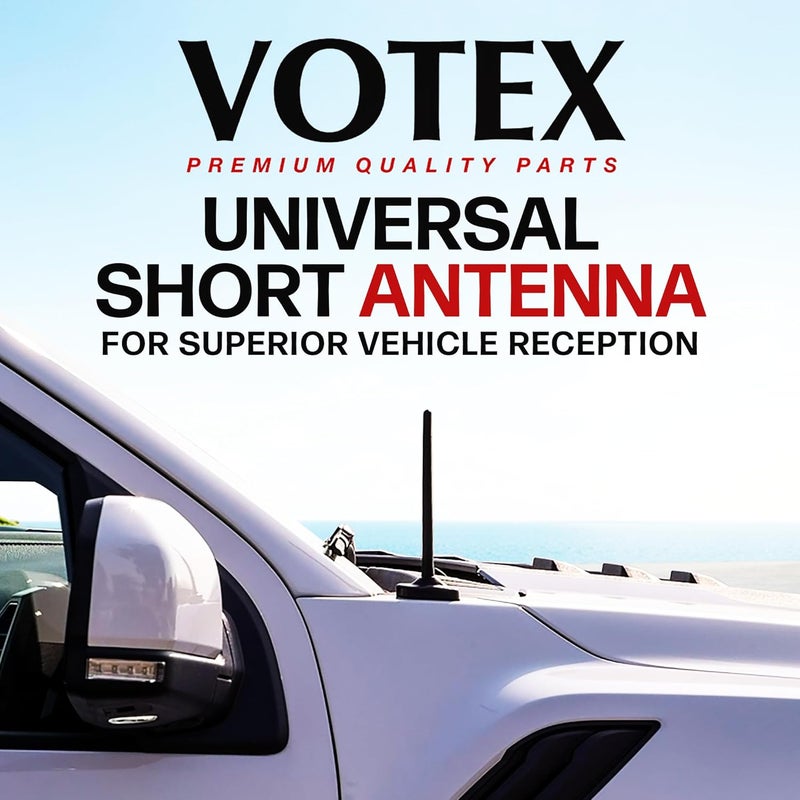 Votex طقم هوائي عالمي أسود قصير مطاطي 6 3/4 بوصة - مقاوم لغسيل السيارات، تركيب سهل، استقبال محسّن بملف نحاسي، خيط فولاذي مقاوم للصدأ، مرن ومتين يناسب السيارات والشاحنات وسيارات الدفع الرباعي - Image 2