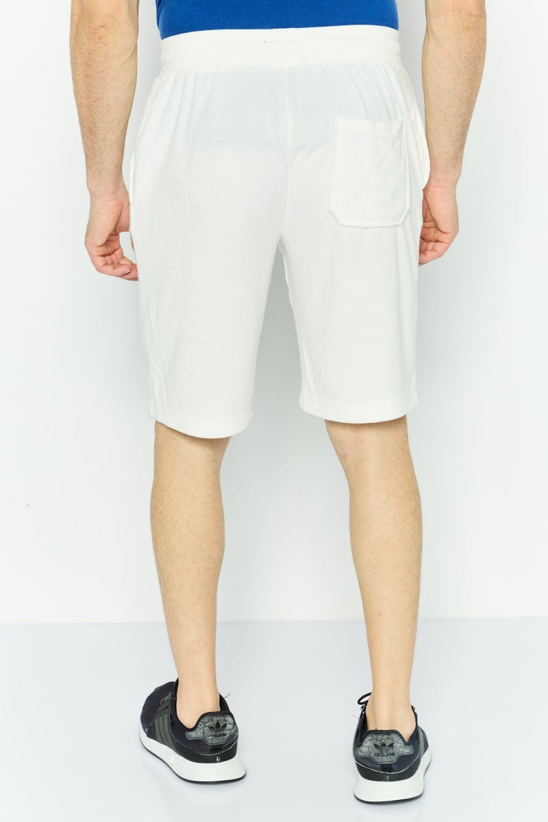 Night Addict Men Plain Cargo Shorts, Cream - Image 2