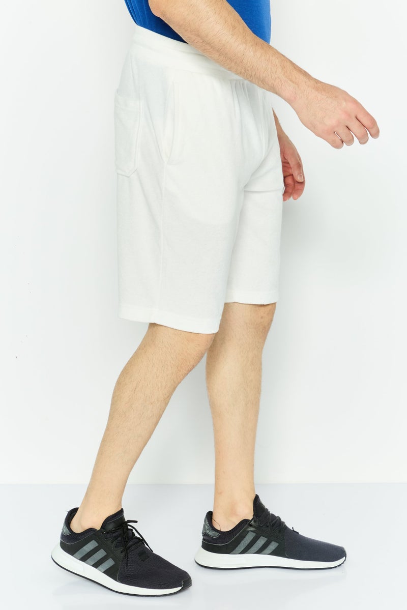 Night Addict Men Plain Cargo Shorts, Cream - Image 2