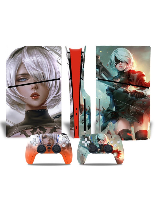 Straight Hair PS5slim Sticker PS5 Game Console PS5S Optical Drive Version Color Film P5SLIM Full Package Host Film-Color:XY-PS5SDisc-0095  - Image 5