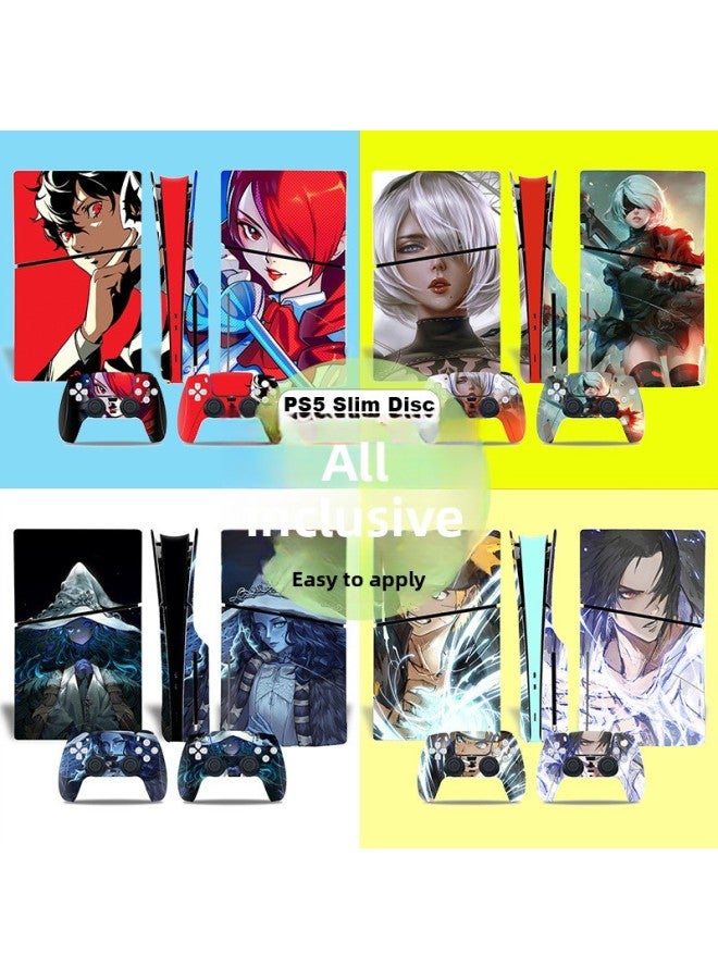 Straight Hair PS5slim Sticker PS5 Game Console PS5S Optical Drive Version Color Film P5SLIM Full Package Host Film-Color:XY-PS5SDisc-0095  - Image 2