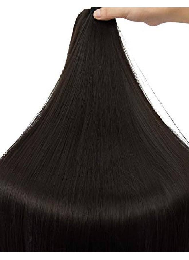 SEIKEA Clip In Ponytail Extension Wrap Around Natural Hairpiece For Women 20 Inch Straight Hair Black Brown  - Image 5