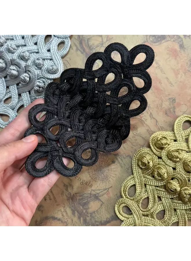 أزرار عقدة الضفدع الباروكي الفضي، زخارف خياطة عتيقة لإكسسوارات DIY - Image 5