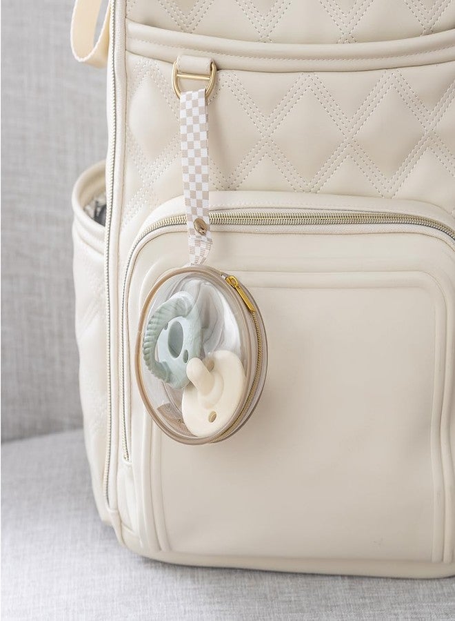 Itzy Ritzy Clear Pacifier Case with Handle - Pacifier Pod Easily Attaches to Diaper Bag or Purse; Holds 2 Pacifiers; Taupe - Image 3
