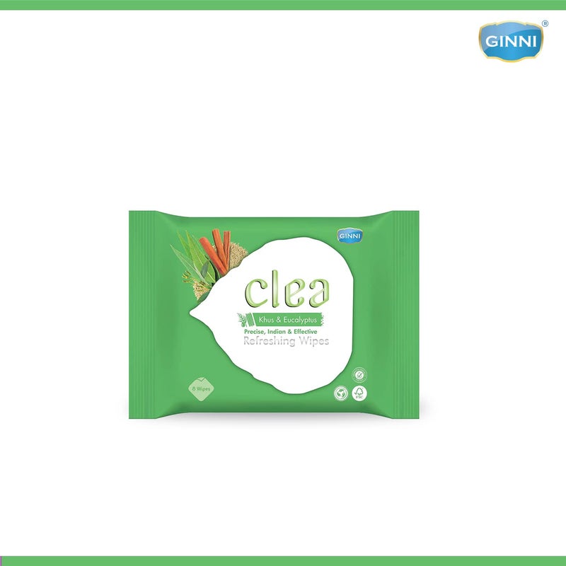 CLEA مناديل كلين خُس الأوكالبتوس المنعشة للوجه - تبريد وتجديد - تتحكم في العرق - غنية بمضادات الأكسدة - تحافظ على نضارة البشرة - عبوة من 7 - 8 مناديل في كل عبوة - حجم المنديل 150 مم × 140 مم - Image 2