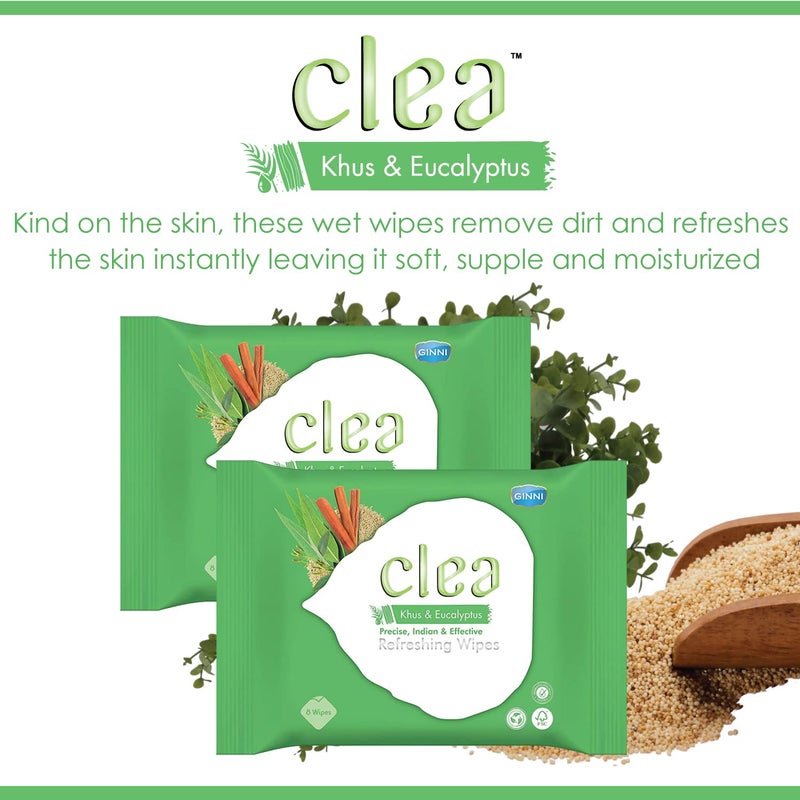 CLEA مناديل كلين خُس الأوكالبتوس المنعشة للوجه - تبريد وتجديد - تتحكم في العرق - غنية بمضادات الأكسدة - تحافظ على نضارة البشرة - عبوة من 7 - 8 مناديل في كل عبوة - حجم المنديل 150 مم × 140 مم - Image 4