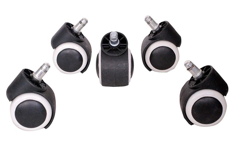 Boriva Nylon Castor Pin Type Revolving Chair Wheel Black White SmallSet of 5 - Image 3