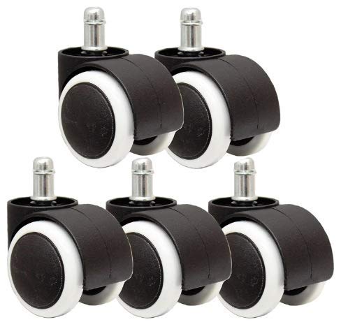 Boriva Nylon Castor Pin Type Revolving Chair Wheel Black White SmallSet of 5 - Image 5