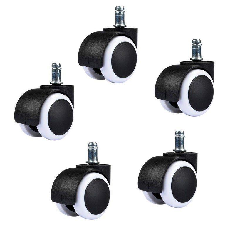 Boriva Nylon Castor Pin Type Revolving Chair Wheel Black White SmallSet of 5 - Image 2