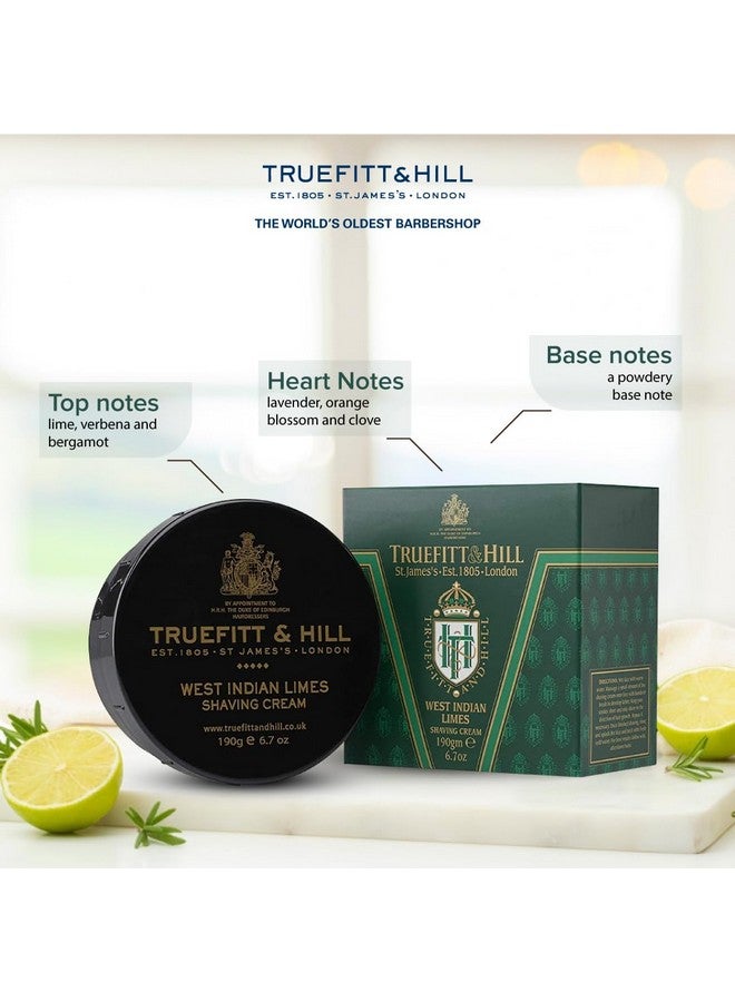 Truefitt & Hill West Indian Lime Shaving Cream For men | 190gm Bowl |Best For Oily Skin | Glycerine based |Smooth Razor Glide|Rich Lather|Contains Essential Oils | All Natural - Image 3