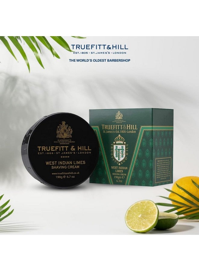 Truefitt & Hill West Indian Lime Shaving Cream For men | 190gm Bowl |Best For Oily Skin | Glycerine based |Smooth Razor Glide|Rich Lather|Contains Essential Oils | All Natural - Image 2