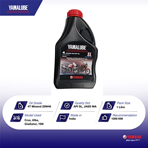 Yamaha Yamalube SL Mineral 20W-40 4 Stroke Engine Oil, 1L (90793AD40300, Compatible with Crux, Alba, Gladiator, YBR, FZ, and 100CC to 125CC Bikes) - Image 3