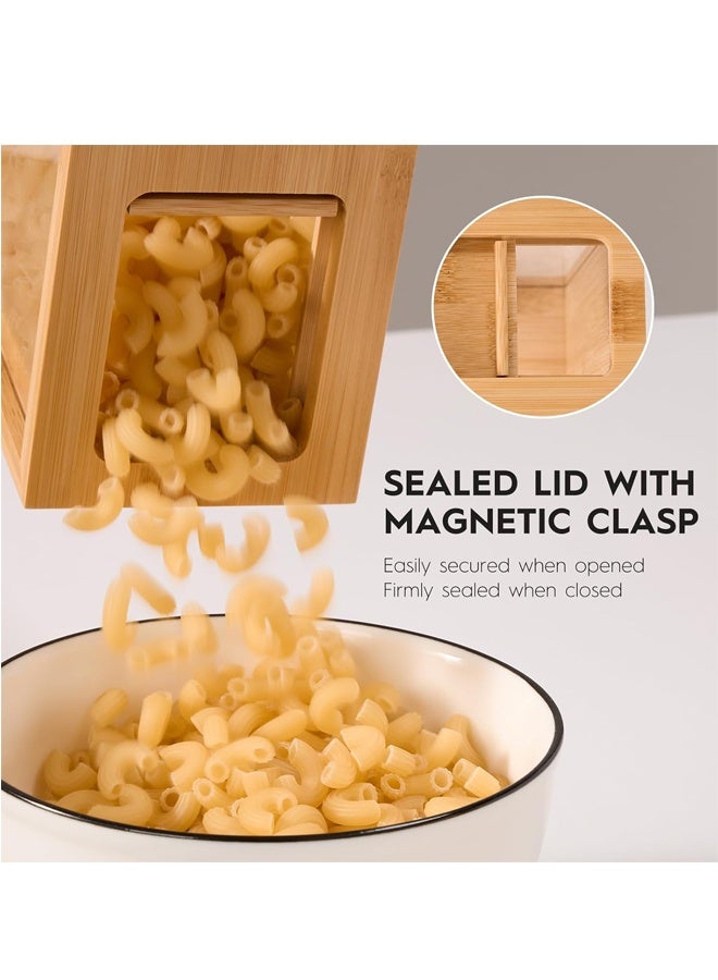 HOMESTAR Bamboo Food Storage Container, 2000ml Clear Food Storage Container, 1 Pcs Book-Style Canister for Kitchen, Square Pantry Organization with Labels for Sugar, Nut, Coffee Bean, Cereal, Tea （without  Stickers） - Image 4