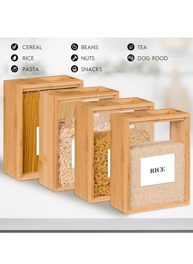 HOMESTAR Bamboo Food Storage Container, 2000ml Clear Food Storage Container, 1 Pcs Book-Style Canister for Kitchen, Square Pantry Organization with Labels for Sugar, Nut, Coffee Bean, Cereal, Tea （without  Stickers） - Image 5