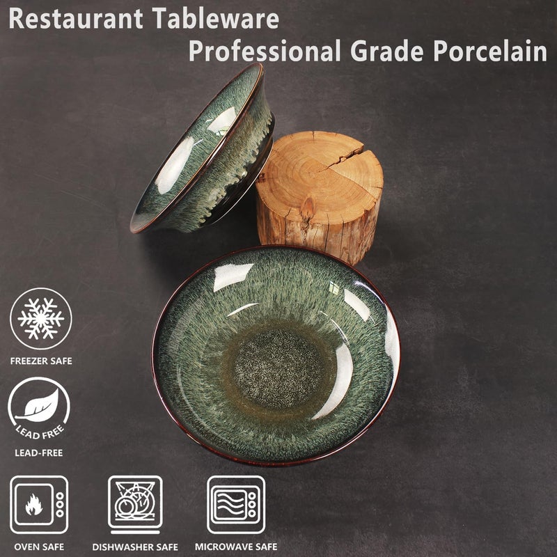 jinsongdafa Ceramic Pasta Bowls Set of 2 3 quart Large Salad Bowls Deep Wide Mouth Bowl Easy to stir for Soup Fruits Serving Kitchen Dinnerware Dishwasher Microwave Safe Black reactive glaze - Image 4