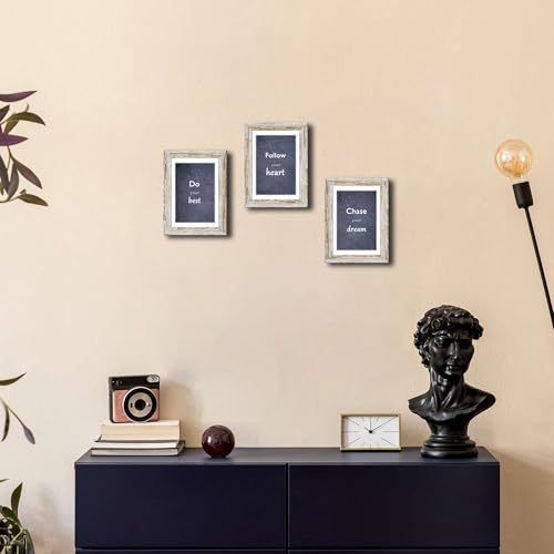 DEKWINN Rustic Distressed Retro Style White Photo Frame 5x7 Picture Frame Set of 3 with Real Glass for Pictures 4x6 with Mat or 5x7 Without Mat, Wall Gallery or Tabletop display - Image 5