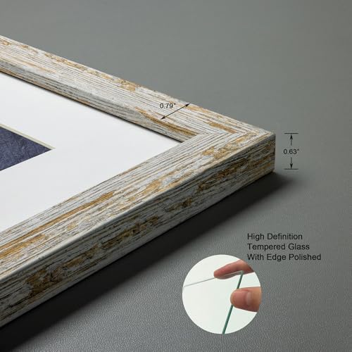 DEKWINN Rustic Distressed Retro Style White Photo Frame 5x7 Picture Frame Set of 3 with Real Glass for Pictures 4x6 with Mat or 5x7 Without Mat, Wall Gallery or Tabletop display - Image 3
