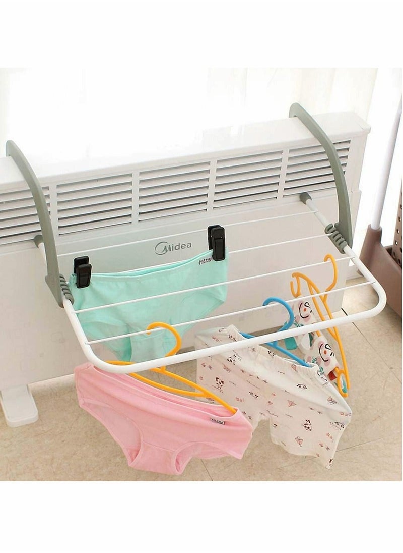 Generic - Folding Compact 5 Bar Radiator Drying Rack Rail Holder Indoor Laundry Clothes Towel Dryer Airer with Adjustable Arms Drying Space Clothes Airer Energy Saving and Foldable - Image 1